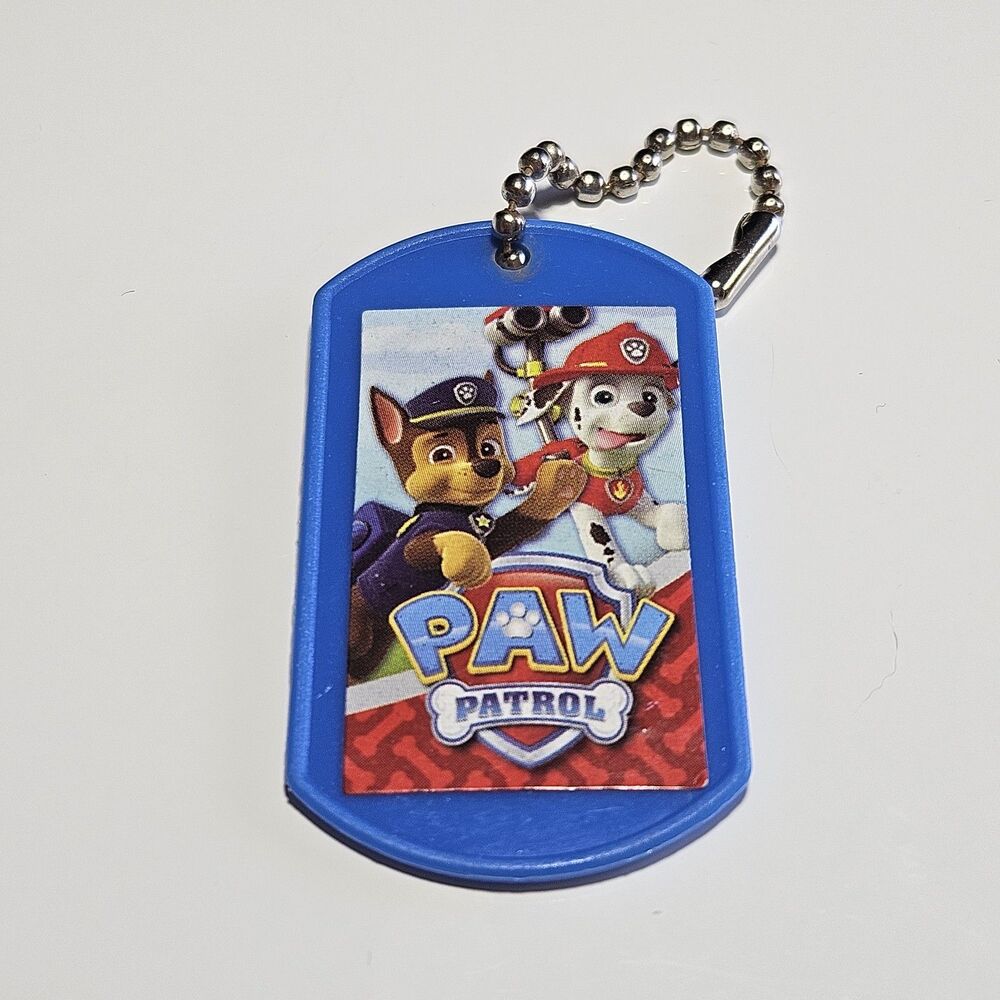 Dog Tag Keychain Paw Patrol Dog Pet Ball Chain Plastic Fob Charm Blue